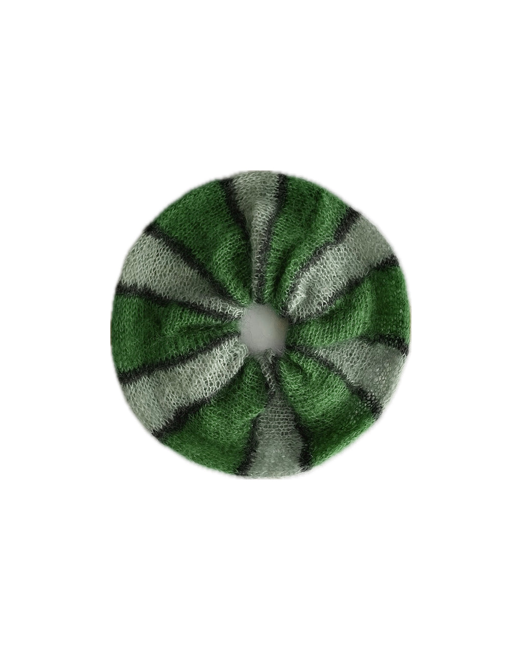 mohair hair tie in pea green, sage and gray