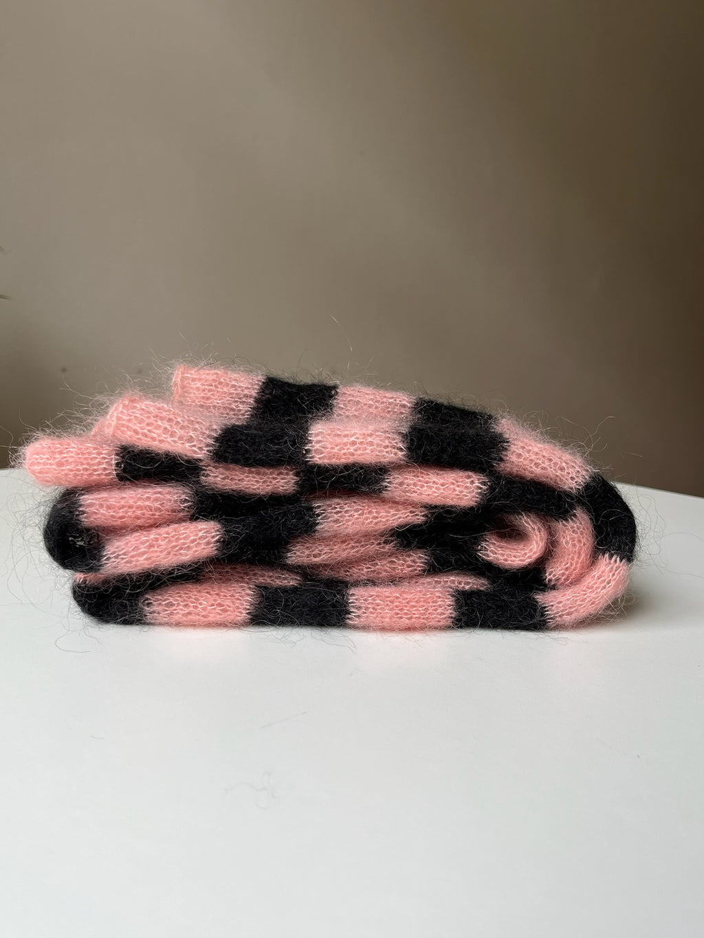 not so tiny mohair scarf in black and pink