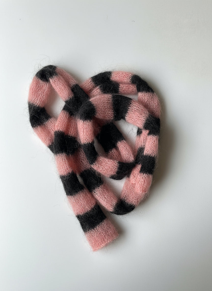 not so tiny mohair scarf in black and pink