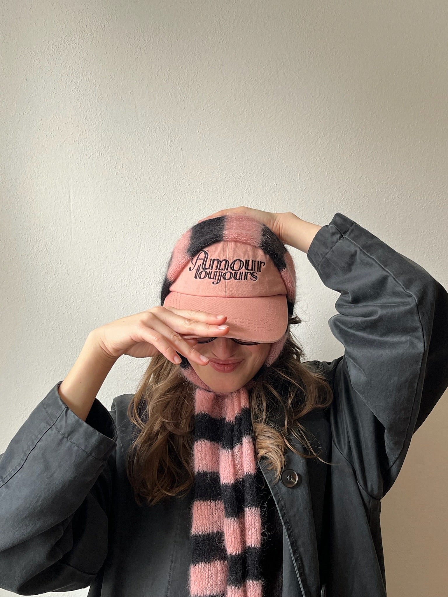 not so tiny mohair scarf in black and pink