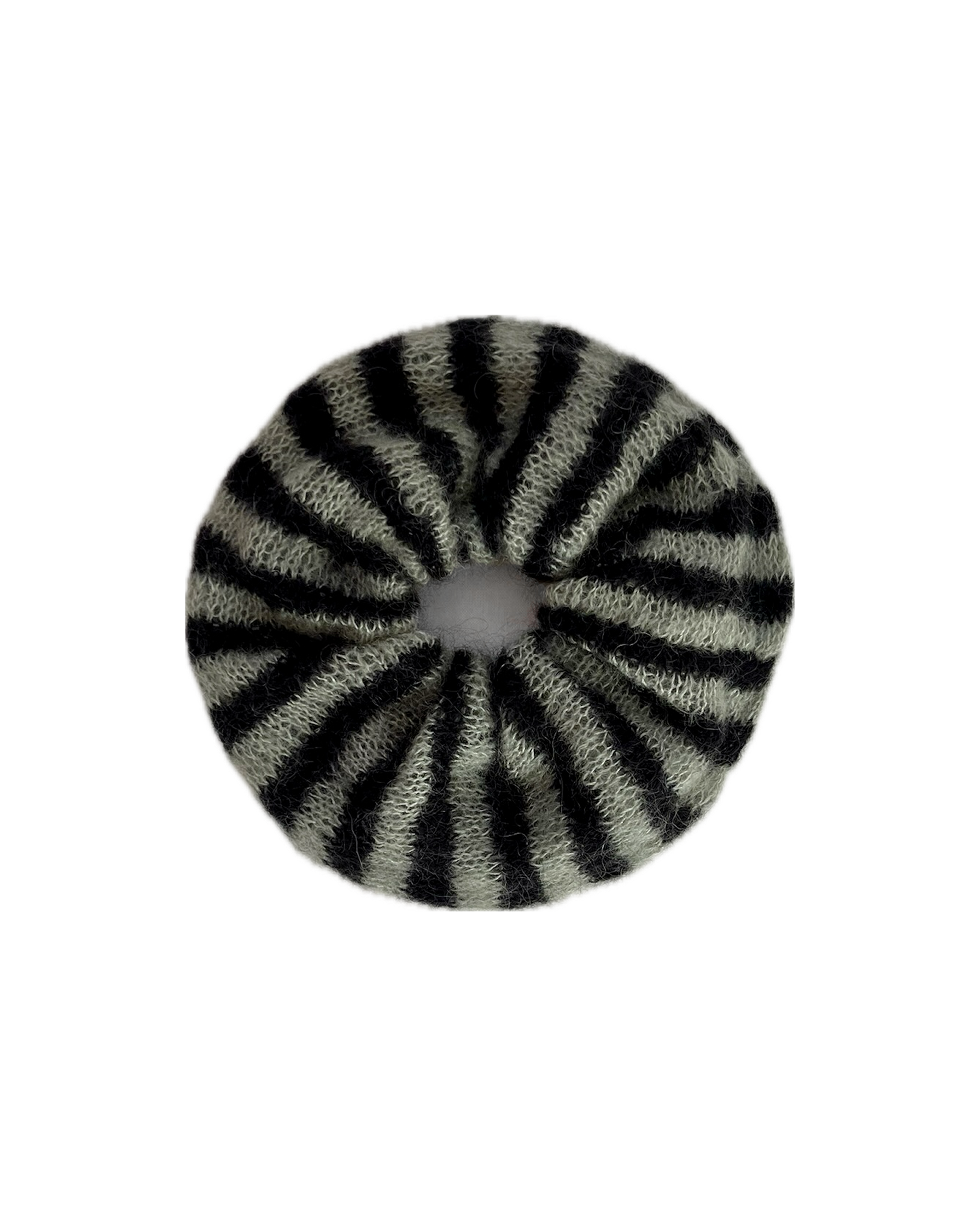 mohair hair tie in black and fennel