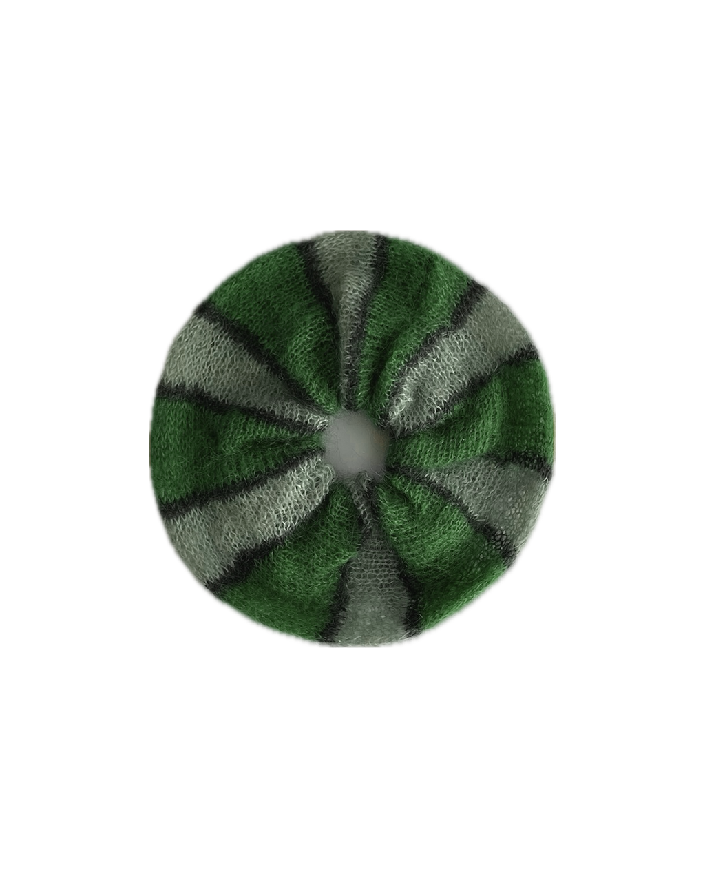mohair hair tie in pea green, sage and gray