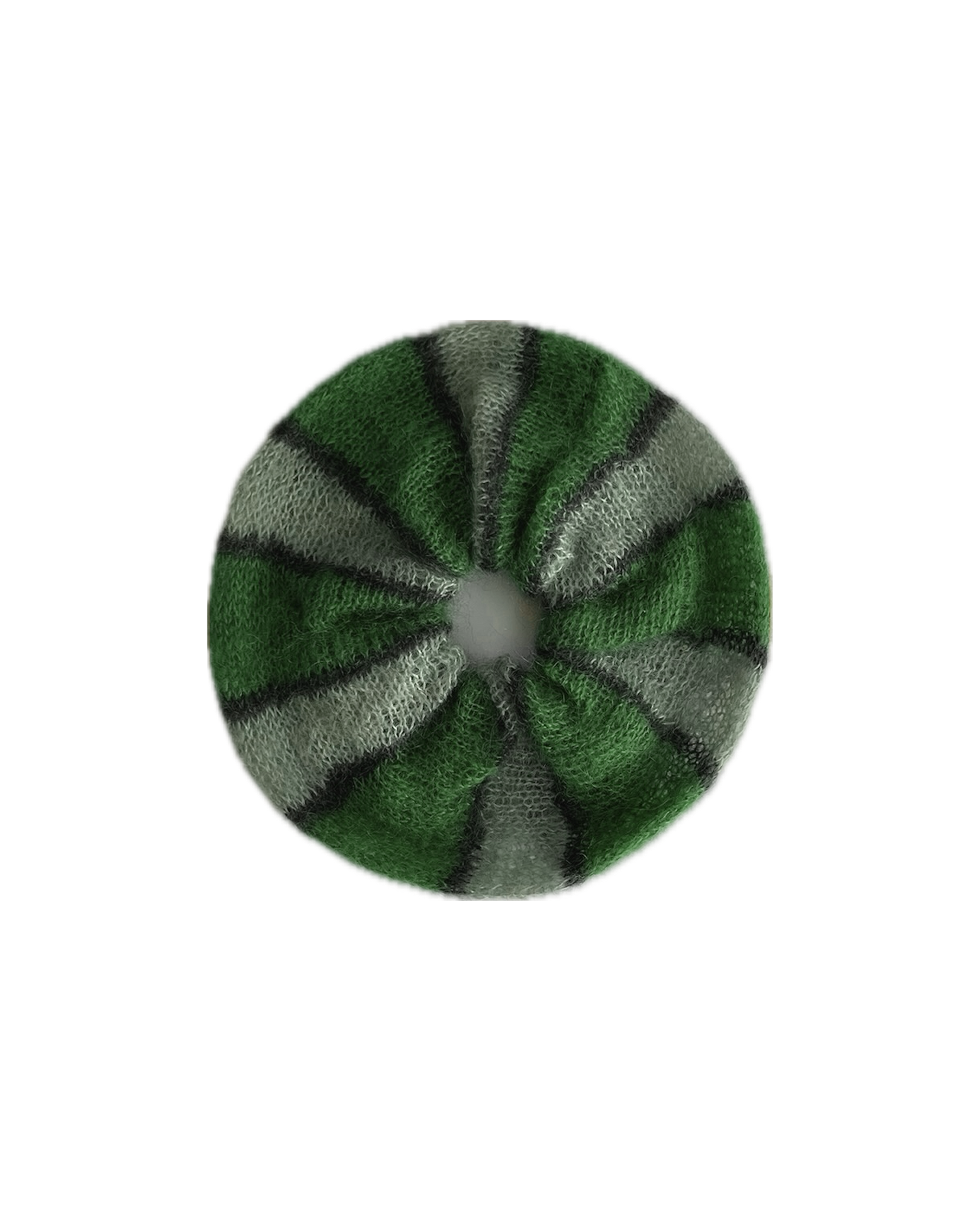 mohair hair tie in pea green, sage and gray