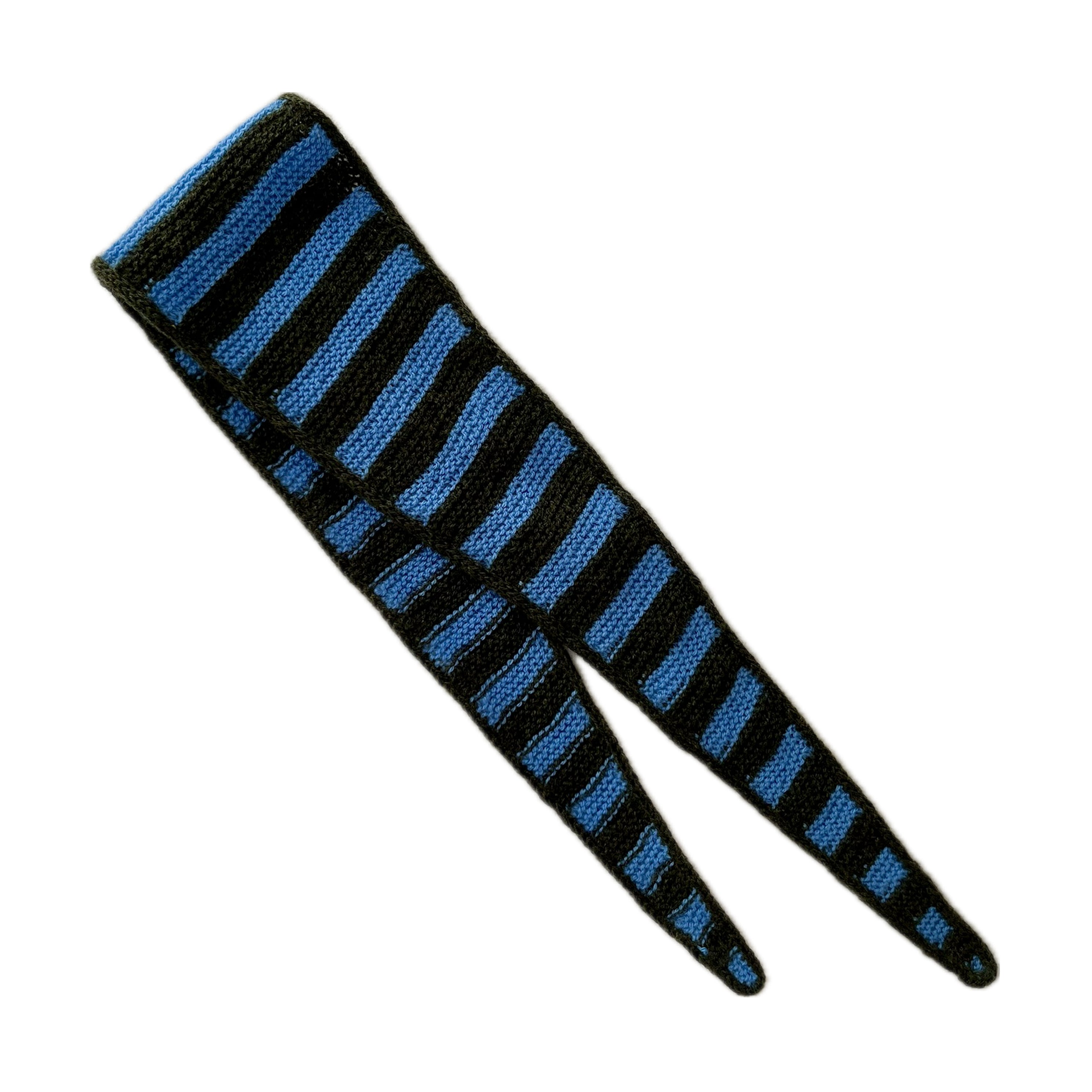 striped scarf in poppy blue and army green